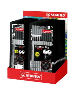STABILO Creative Tips ARTY Display 10 x 5 fp Sort + 10 x 10 fp Sort/Grå