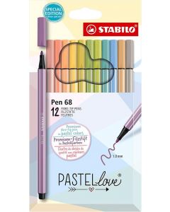 STABILO Pen 68 Fiberpenn Pastellove 12 Pakke