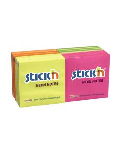 Notisblokk 76x76 100 Blad Assorterat Neon 12 Pakke
