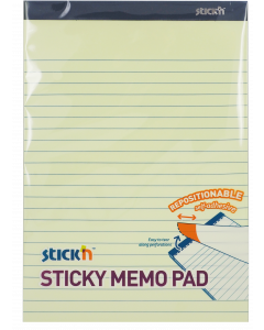 Sticky Memo 254x178 50 Blad Linjert Gul