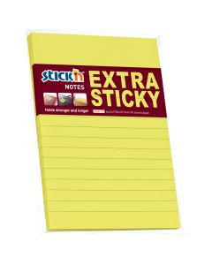 Notisblokk Extra Sticky 150x101 90 Blad Linjert Neon Gul