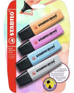 STABILO BOSS ORIGINAL Pastell Merkepenner 4 Pack Blister Version 3