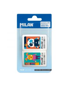 MILAN Radergummi med Barnmotiv 2-pack Blister